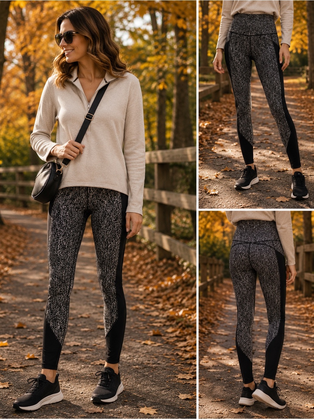 Lululemon Fit Physique Luon Leggings Black Grey Mesh Pocket Pants